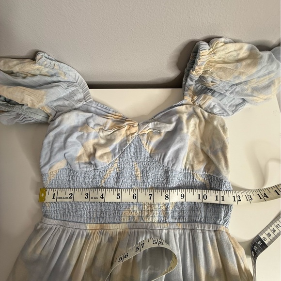 Free People textured floral puff sleeve maxi dress in sky blue XS - Picture 15 of 16